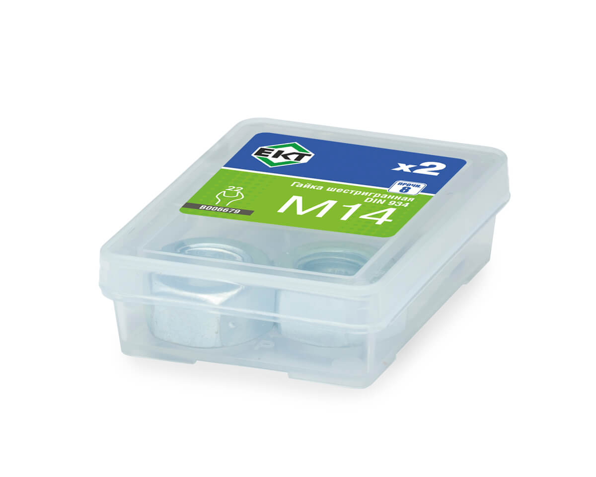 Гайка М14, цинк, прочн. 8 DIN 934, (упак/2шт)