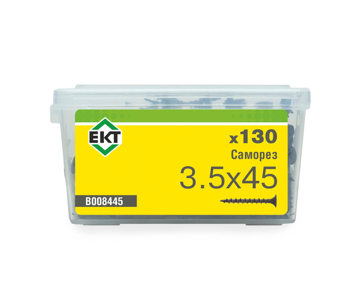 Саморез по ГК, крупный шаг 3,5х45 в пласт. контейнере (упак/130шт)