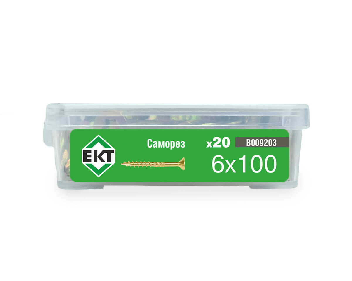 Саморез усиленный по дереву TORX30 6.0x100, потай, желт. цинк (упак/20шт)