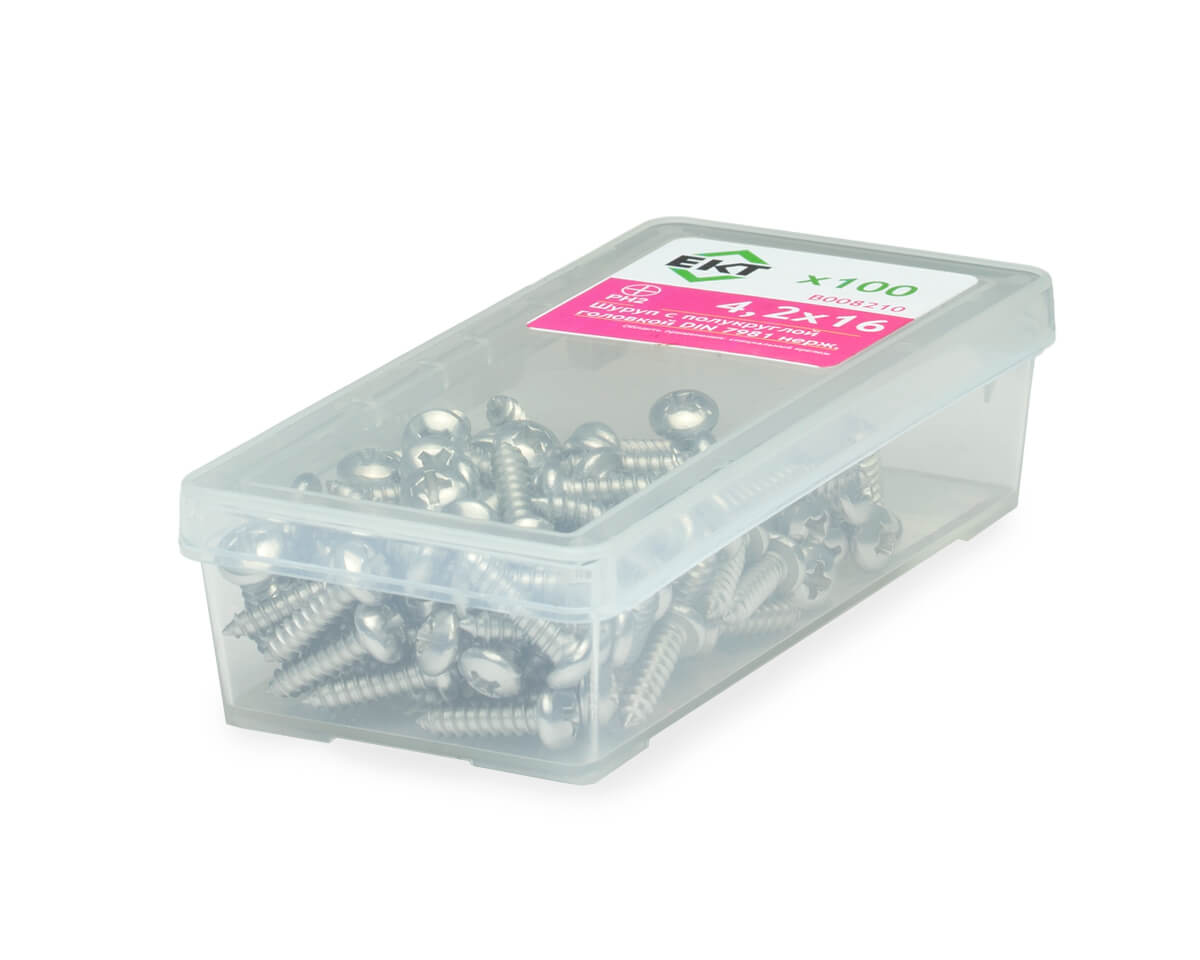 Шуруп с полукруглой головкой SDP-S, 4.2х16, DIN7981, нерж. сталь (упак/100шт)