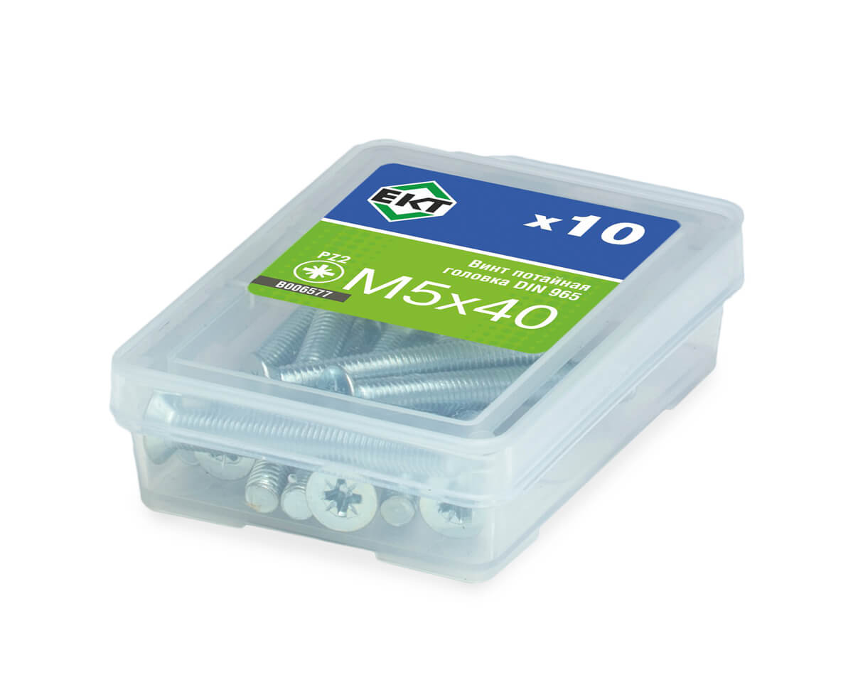 Винт 5х 40 пот. гол. POZI, цинк, DIN 965 (упак/10шт)