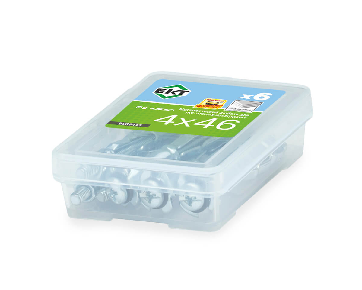 Дюбель металлический 4х46 мм, для пустотелых конструкций, ЕКТ (упак/6шт)