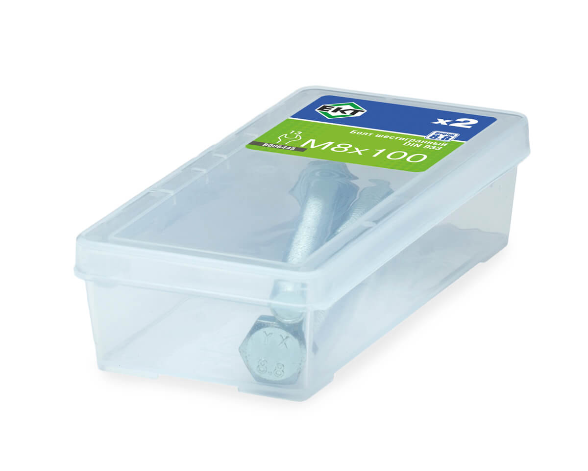 Болт шестигранный 8х100, цинк, прочн. 8.8 DIN 933 (упак/2шт)