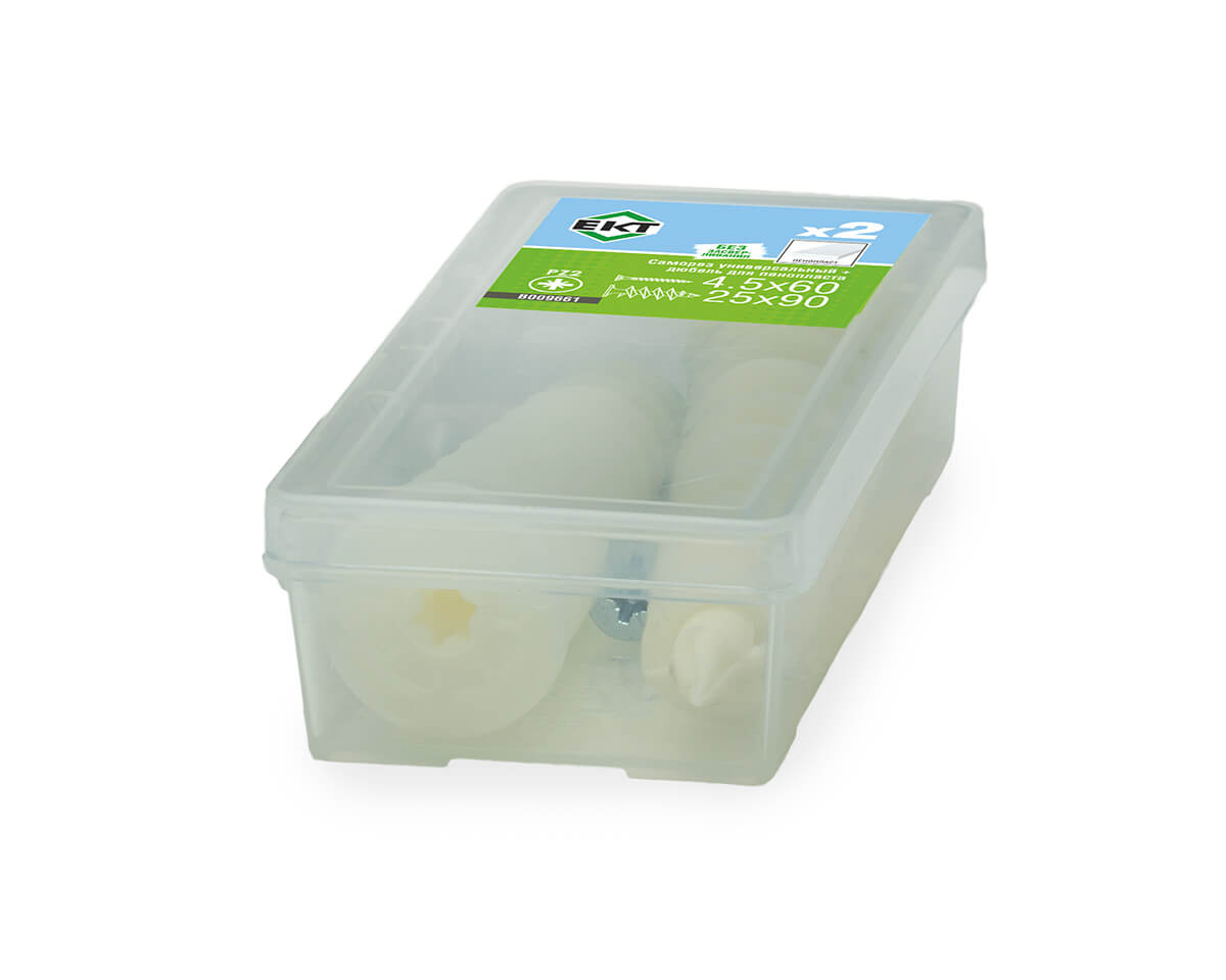 Саморез, белый цинк 4.5х60 + Дюбель для пенопласта 25x90, ЕКТ (упак/2шт)