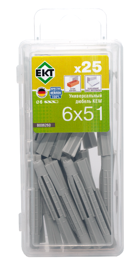Универсальный дюбель KEW UDD 6x51, НЕЙЛОН (упак/25шт)