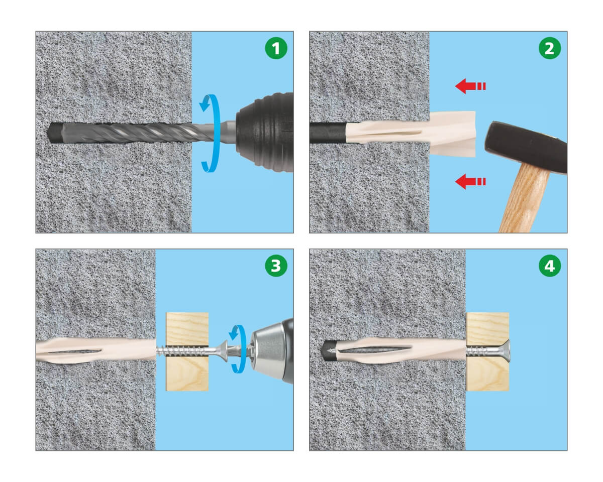 Дюбель для пенобетона ПБ 10х60 МОНТАЖ (упак/20шт)