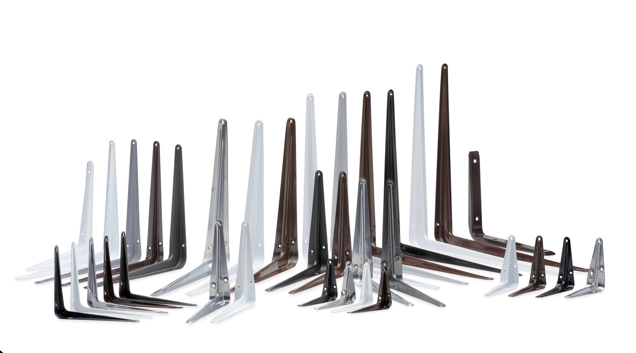 Кронштейн стальной с ребром жесткости, коричневый 200x250мм (упак/40шт)