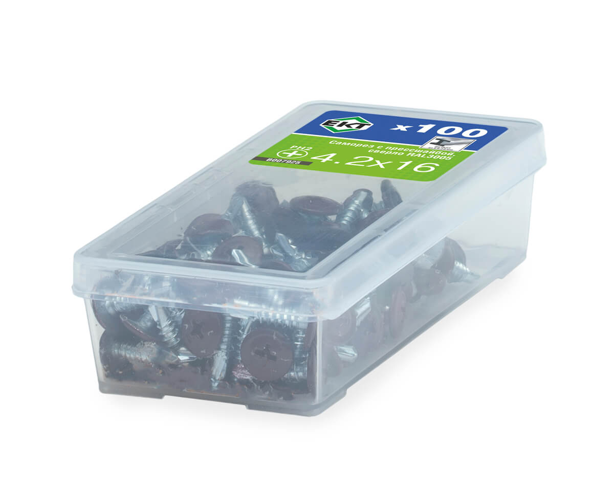 Саморез с п/ш, сверло 4.2х16 RAL3005 (упак/100шт)