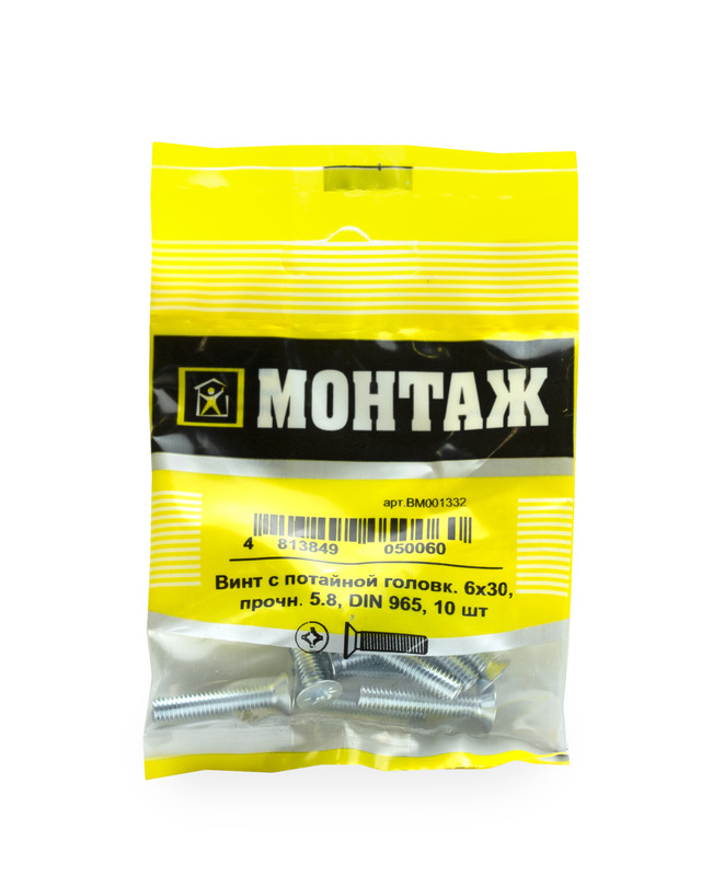 Винт 6х30 потай, цинк, DIN 965 (пакет/10шт)
