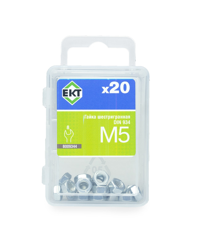 Гайка М5, цинк, прочн. 6 DIN 934 (упак/20шт) ЕКТ