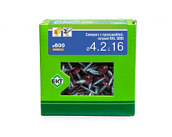 Саморез с п/ш 4.2х16 острый, RAL 3005, в коробке с окном, ЕКТ (упак/600шт)