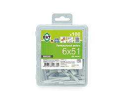 Универсальный дюбель UDD 6x51, НЕЙЛОН, в пласт. контейнере (упак/100шт) ЕКТ