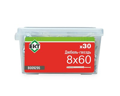 Дюбель-гвоздь GL, 8x60 потай, нейлон, ЕКТ (пласт.конт./30шт)