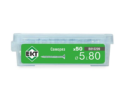 Саморез конструкционный 5.0х80, потай, белый цинк, ЕКТ (пласт.конт./50шт)