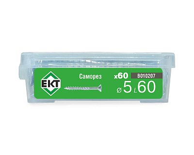 Саморез конструкционный 5.0х60, потай, белый цинк, ЕКТ (пласт.конт./60шт)