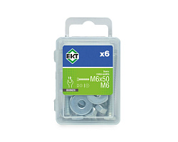 Болт с 6-гран. гол. M6х50, DIN933 в компл. с гайкой и усиленной шайбой М6, цинк (упак/6шт)