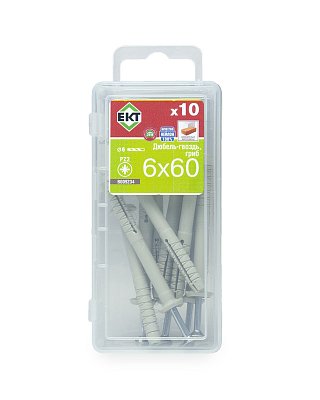Дюбель-гвоздь GL, 6x60 гриб, нейлон, ЕКТ (мини-конт./10шт)