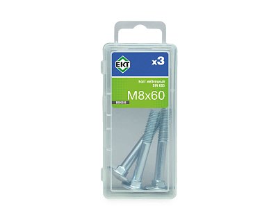 Болт мебельный 8х 60, цинк, прочн. 4.8 DIN 603, (упак/3шт)