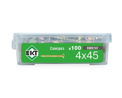 Саморез конструкционный 4.0х45, потай, желтый цинк, ЕКТ (пласт.конт./100шт)