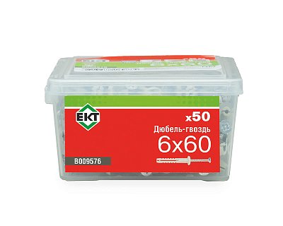 Дюбель-гвоздь GL, 6x60 гриб, нейлон, ЕКТ (пласт.конт./50шт)