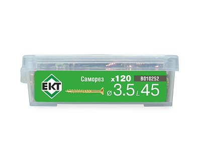 Саморез конструкционный 3.5x45, потай, желтый цинк, ЕКТ (пласт.конт./120шт)