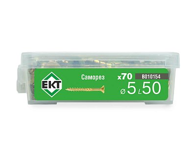 Саморез конструкционный 5.0х50, потай, желтый цинк, ЕКТ (пласт.конт./70шт)