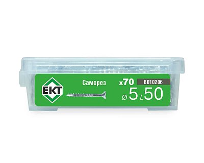 Саморез конструкционный 5.0х50, потай, белый цинк, ЕКТ (пласт.конт./70шт)