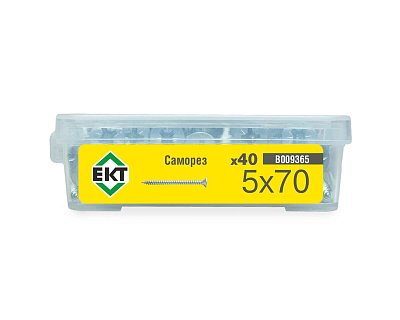 Саморез универсальный 5.0х70, белый цинк в пласт. контейнере (упак/40шт) ЕКТ