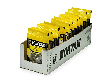 Саморез универсальный 4.5x25, желтый цинк, дой-пак S, МОНТАЖ (пакет/75шт)