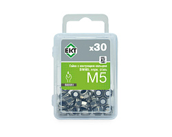 Гайка с контрящим кольцом М5, DIN985, НЕРЖ. СТАЛЬ, ЕКТ (упак/30шт)