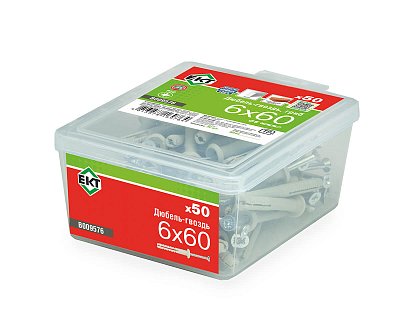 Дюбель-гвоздь GL, 6x60 гриб, нейлон, ЕКТ (пласт.конт./50шт)