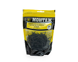 Саморез для гипсокартона 3.5x35, частый шаг (к металлу), фосфат, дой-пак M, МОНТАЖ (пакет/250шт)