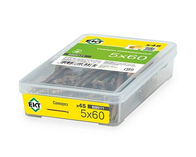 Саморез, желтый цинк 5,0х60 в пласт. контейнере (упак/45шт)