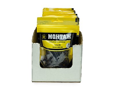 Саморез для гипсокартона 3.5x35, частый шаг (к металлу), фосфат, дой-пак S, МОНТАЖ (пакет/75шт)