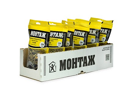 Саморез универсальный 3.5x40, желтый цинк, дой-пак M, МОНТАЖ (пакет/250шт)