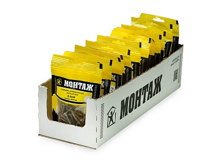 Саморез универсальный 6.0x40, желтый цинк, дой-пак S, МОНТАЖ (пакет/25шт)