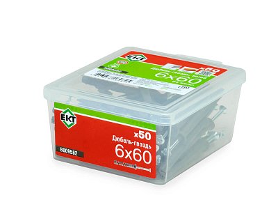 Дюбель-гвоздь GL, 6x60 потай, п/п, ЕКТ (пласт.конт./50шт)