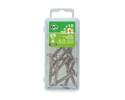 Саморез конструкционный 6.0x50, прессшайба, желтый цинк, ЕКТ (мини-конт./10шт)