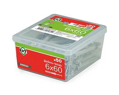 Дюбель-гвоздь GL, 6x60 потай, нейлон, ЕКТ (пласт.конт./50шт)