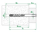 Рамный дюбель с шурупом ЕКТ RD-X 10x180 потай, НЕЙЛОН  (с этик./1шт)