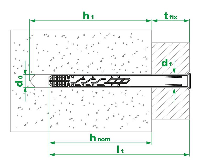 Рамный дюбель с шурупом ЕКТ RD-X 10x180 потай, НЕЙЛОН  (с этик./1шт)