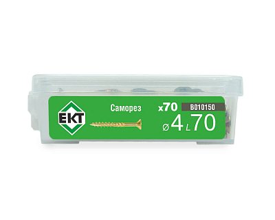 Саморез конструкционный 4.0х70, потай, желтый цинк, ЕКТ (пласт.конт./70шт)