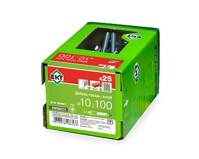 Дюбель-гвоздь GL, 10x100 потай, п/п, ЕКТ (кор. с окном/25шт)