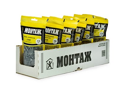 Гвоздь строительный 2.0x40, дой-пак M, МОНТАЖ (пакет/0.5кг)