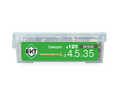 Саморез конструкционный 4.5x35, потай, желтый цинк, ЕКТ (пласт.конт./120шт)