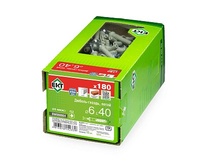 Дюбель-гвоздь GL, 6x40 потай, нейлон, ЕКТ (кор. с окном/180шт)