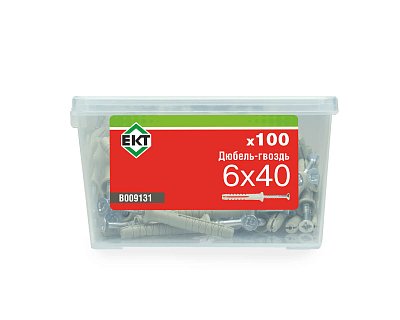 Дюбель-гвоздь GL, 6x40 потай, нейлон, ЕКТ (пласт.конт./100шт)