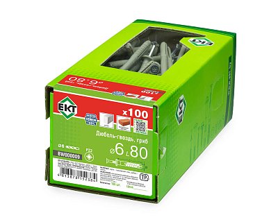 Дюбель-гвоздь GL, 6x80 гриб, нейлон, ЕКТ (кор. с окном/100шт)
