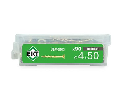 Саморез конструкционный 4.0х50, потай, желтый цинк, ЕКТ (пласт.конт./90шт)