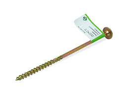Саморез усиленный по дереву TORX40 8x200, прессшайба, желт. цинк (с этик./1шт)